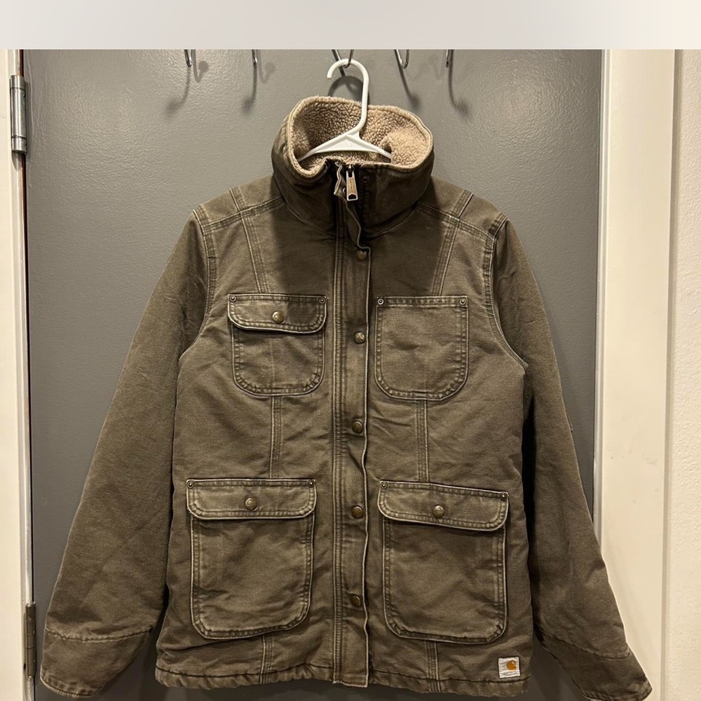Carhartt Olive Utility Jacket with Button Pockets